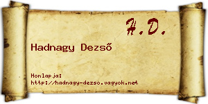 Hadnagy Dezső névjegykártya